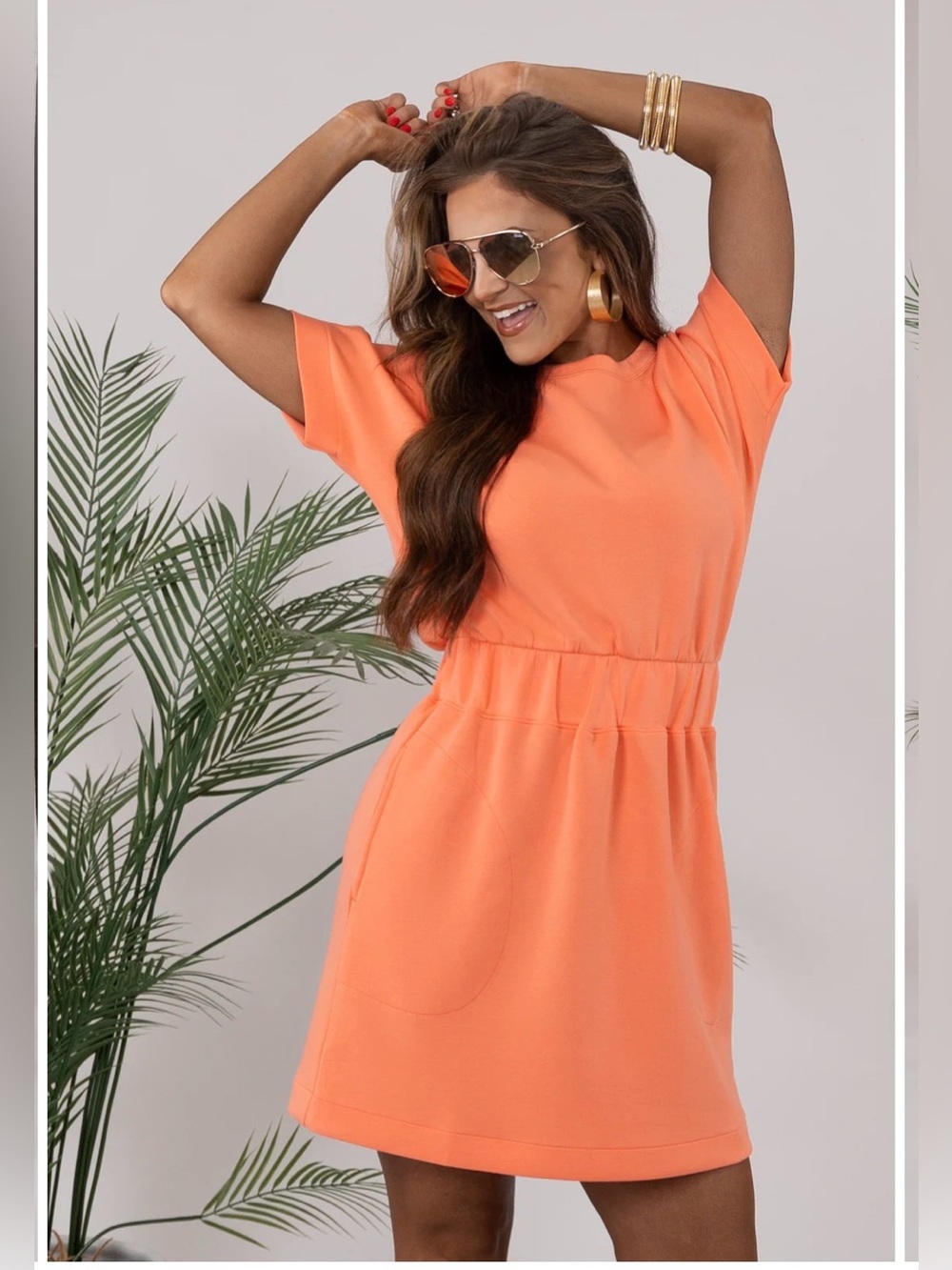Spanx AirEssentials Cinched T-Shirt Dress - Sunset Peach